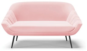 Kit 01 Namoradeira 02 Lugares e 01 Poltrona Giovana Suede Pés Palito de Ferro - D'Rossi - Rosa Bebê
