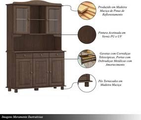 Cristaleira Madeira Maciça 5 Portas Garnet Café - G74 - Gran Belo