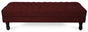 Puff Baú Decorativo Capitonê Luis XV 100x40cm Suede Bordô - Sheep Estofados - Vermelho escuro