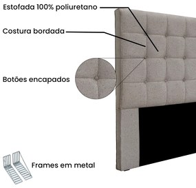 Cabeceira Cama Box Solteiro 90 cm Verona Linho S04 - D'Rossi - Areia
