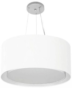 Lustre Pendente Cilíndrico Duplo Md-4300 Cúpula em Tecido 50x30cm Branco - Bivolt