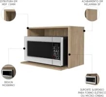Suporte Microondas e Forno Elétrico Aéreo 60cm Itália Castanho - Lumil