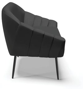 Namoradeira Giovana 02 Lugares Corino Pés Palito de Ferro - D'Rossi - Preto