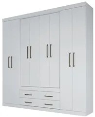 Guarda Roupa Casal 8 Portas 4 Gavetas Nápoles Branco - Santos Andirá