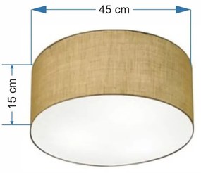 Plafon Cilíndrico Md-3047 Cúpula em Tecido 45x15cm Palha - Bivolt