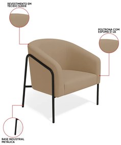 Poltrona Sala Industrial Alta Preto Kit 2 Stella Suede D03 - D'Rossi - Marrom Rato
