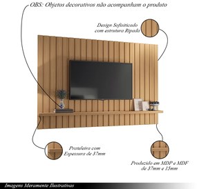 Painel Suspenso Decorativo Link 2.0 Ripado TV até 70 Pol Freijó G26 - HB Móveis