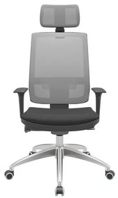 Cadeira Office Brizza Tela Cinza Com Encosto Assento Poliester Preto Autocompensador 126cm - 63227 Sun House