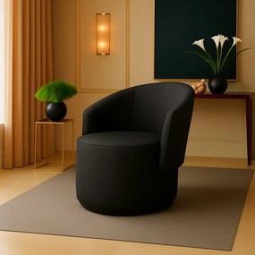 Poltrona Decorativa Orgânica Fixa para Sala Malu Sintético M11 - D'Rossi - Preto