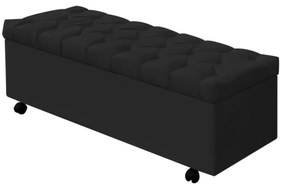 Calçadeira Baú de Casal Queen Size 160 cm Potenza Veludo Preto - Preto