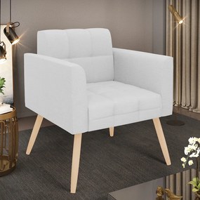 Poltrona Elisa Linho Pés Palito Natural D03 - D'Rossi - A05 Cinza