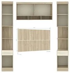 Jogo de Quarto Casal Modulado 014 Master Avelã Rústico/Ártico Rústico