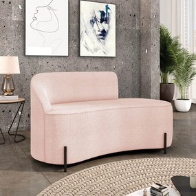 Sofá 2 Lugares Orgânico 140cm Pé Ferro Preto Morgan Bouclê - Terra - Rose