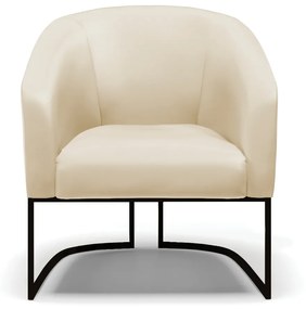 Poltrona Decorativa Industrial Preto Kit 2 Stella Sintético Bege D03 - D'Rossi