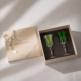 Kit 2 Taças Coloridas de Cristal Lapidado 66 P/ Licor c/ Caixa de Presente - KT02  KT02