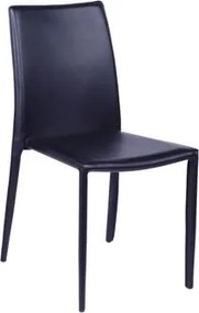 Cadeira Glam Estofada Preta Empilhável Or Design Metal PU