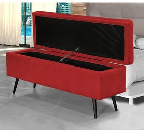 Cabeceira com Calçadeira Baú Casal 140cm Conforto Suede Vermelho - Sheep Estofados