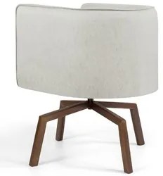 Poltrona Decorativa Giratória Base Ka Madeira Betina C-107 Linho Cru -