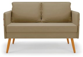 Kit 01 Namoradeira 02 Lugares e 02 Poltronas Mari Suede Base de Madeira MA30 - D'Rossi - Marrom Rato
