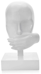 Escultura Decorativa Máscara Rosto Silêncio Branco 25x15 Cm - D'Rossi