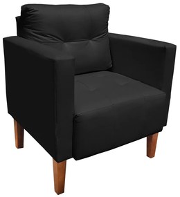 Kit 1 Sofá Namoradeira e 2 Poltronas Livia Corino Pés Chanfrado Castanho - D'Rossi - Preto