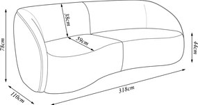 Sofá Decorativo Sala de Estar Bipartido 318cm Clarke PU Caramelo Manchado G45 - Gran Belo