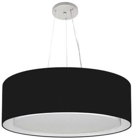 Lustre Pendente Cilíndrico Duplo Md-4125 Cúpula em Tecido 60x25cm Preto - Bivolt
