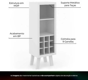 Adega Bar para Sala de Estar Decorativa AD5000 MDP Branco G69 - Gran Belo