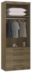 Guarda Roupa Modulado 90cm 2 Portas 4 Gavetas Delphi Avelã L01 - Mpoze