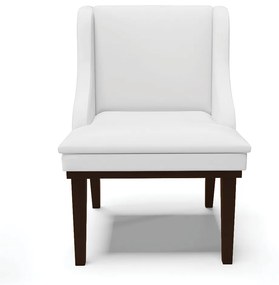 Kit 10 Cadeiras de Jantar Liz Corino Branco Base Fixa Madeira Tabaco D03 - D'Rossi