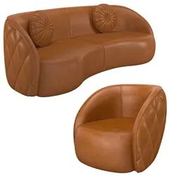 Sofá Decorativo 3 Lugares 288cm com Almofadas e Poltrona Zion M22 Sint