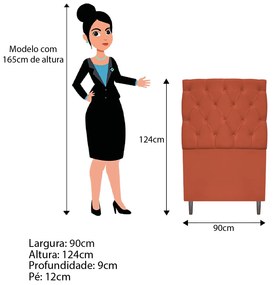 Cabeceira Estofada Liverpool 90 cm Solteiro Suede Terracota - ADJ Decor