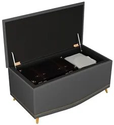 Calçadeira Baú Solteiro 90cm com Tachas Imperial J02 Veludo Cinza - Mp
