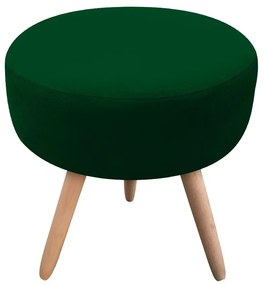 Puff Banqueta Berlim Redondo Suede Verde Pés Natural D'Rossi