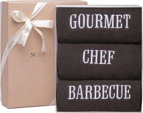 Kit 3 Panos de Prato Prime 100% Algodão Gourmet c/ Caixa de Presente - Cinza Grafite  Grafite