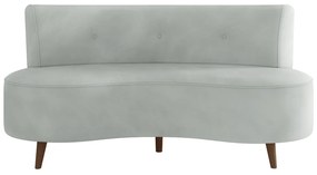 Sofá Living 2 Lugares 160cm Aang Pés Palito Veludo Cinza Claro G33 - Gran Belo