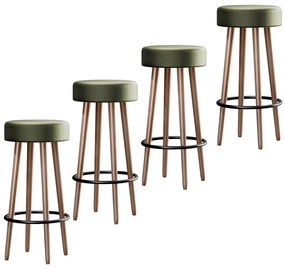 Kit 04 Banquetas Redondas Libia Corano Verde - D'Rossi