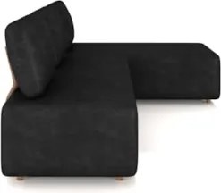 Sofá 3 Lugares Com Chaise 222cm Rovier Sintético Preto Z32 - Mpozenato