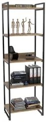 Estante Livreiro Prisma Estilo Industrial 60cm 5 Prateleiras C08 Carva