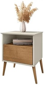 Mesa De Cabeceira Cancun Off White/Naturalle – Bechara Móveis