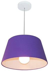 Lustre Pendente Cone Md-4039 Cúpula em Tecido 21/40x30cm Roxo - Bivolt
