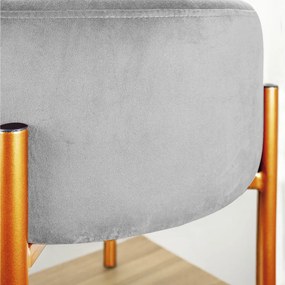 Puff Banqueta Decorativo Industrial Cobre Iron Suede Cinza D03 - D'Rossi