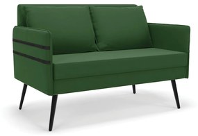 Namoradeira 02 Lugares Mari Suede Verde Pés Palito de Ferro - D'Rossi