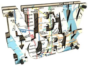 Placa de Mesa Decorativa Dupla Face "New York Mapa Metro" C03 - D'Rossi