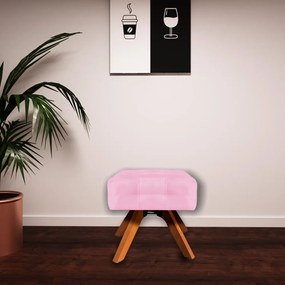 Puff Decorativo Base Giratória Karen Suede Rosa G19 - Gran Belo