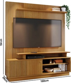 Estante de TV 65 Pol 160cm Sala de Estar Quirel Cumaru M20 - D'Rossi