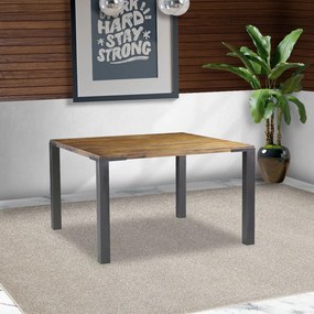 Mesa Sala de Jantar Cozinha Bladel Quadrada 100cm Grafite Madeira Maciça Rustic Brown G54 - Gran Belo