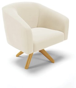 Poltrona Decorativa Giratória MA30 Stella Veludo Bege D03 - D'Rossi