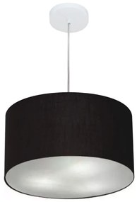 Kit Plafon Cilíndrico Md-3005 e Pendente Md-4019 Cúpula em Tecido 40cm Preto - Bivolt