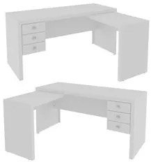 Mesa para Home Office com 03 Gavetas Branco - Tecno Mobili